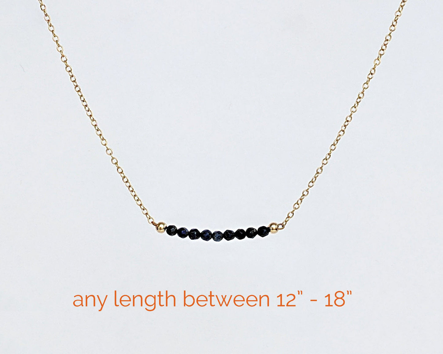 Dainty sapphire necklace Silver September birthstone necklace & initial Rose gold choker Blue gemstone bar necklace 50th birthday gift women StudioVy