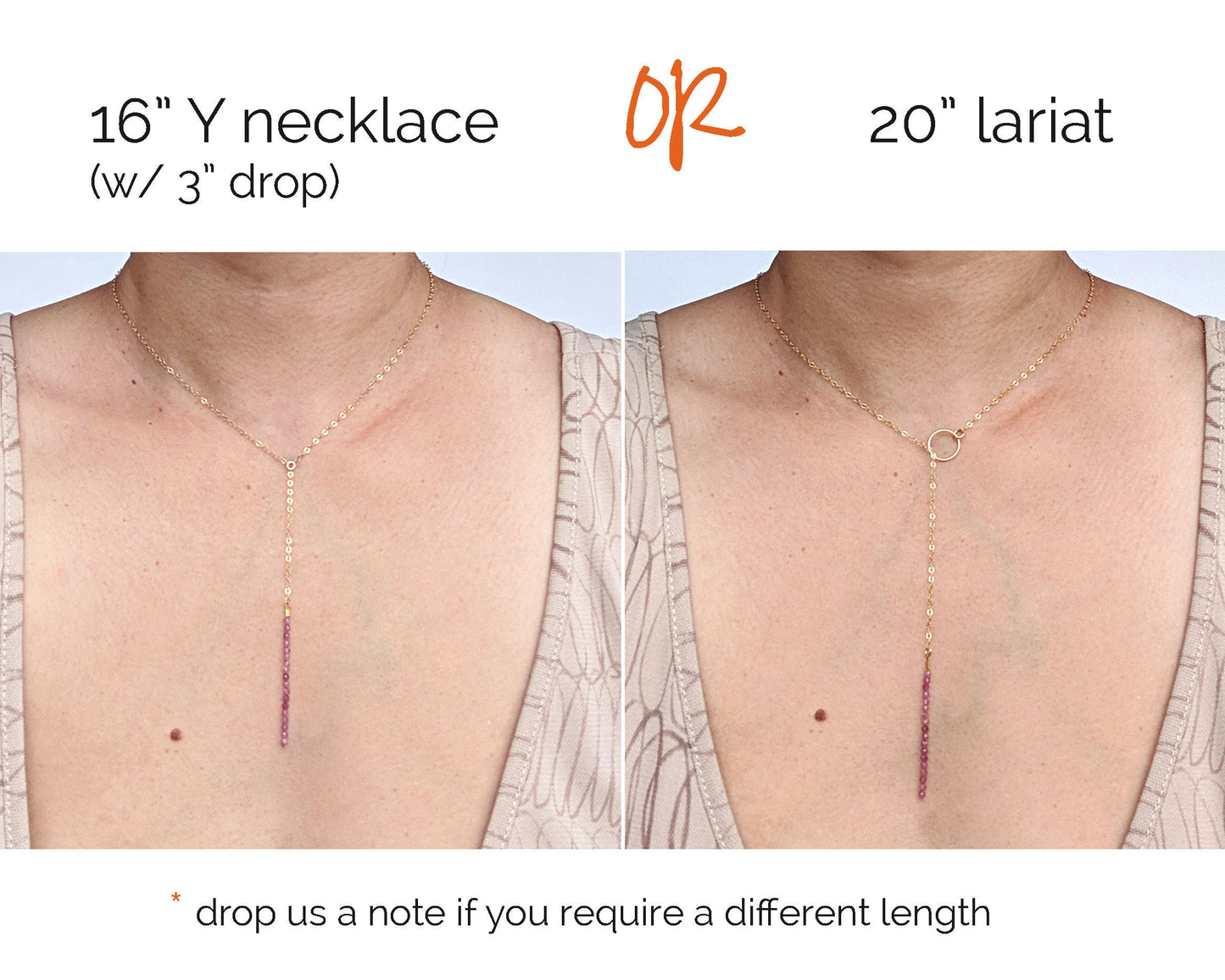 Ruby lariat necklace Y necklace Rose gold July birthstone necklace 50th birthday gift for women Bridesmaid proposal gift Real ruby necklace StudioVy