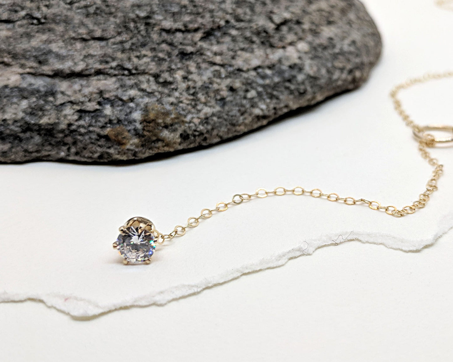Y necklace CZ Topaz necklace November birthstone necklace Initial necklace Gold lariat necklace Personalized gift women StudioVy