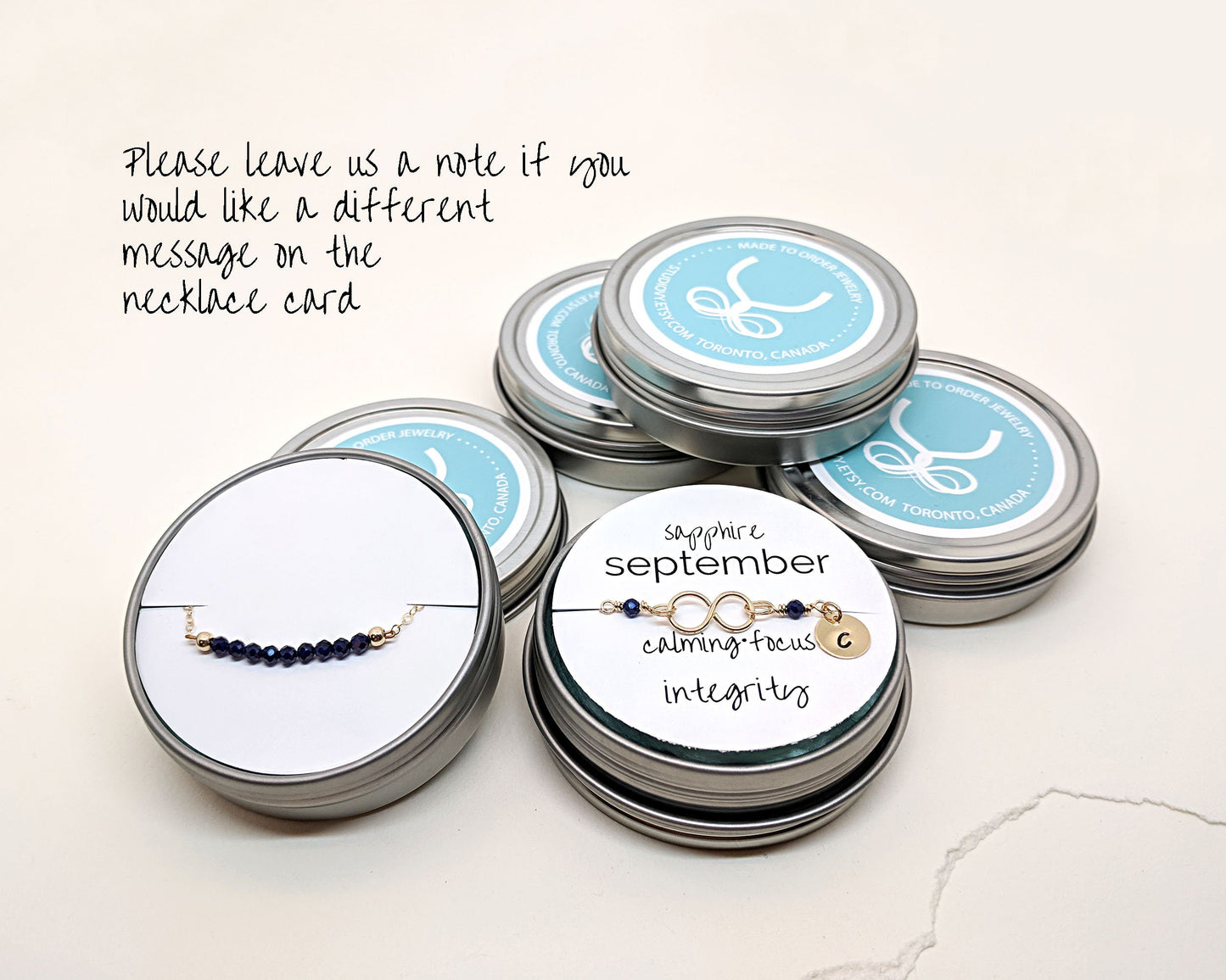 Dainty sapphire necklace Silver September birthstone necklace & initial Rose gold choker Blue gemstone bar necklace 50th birthday gift women StudioVy