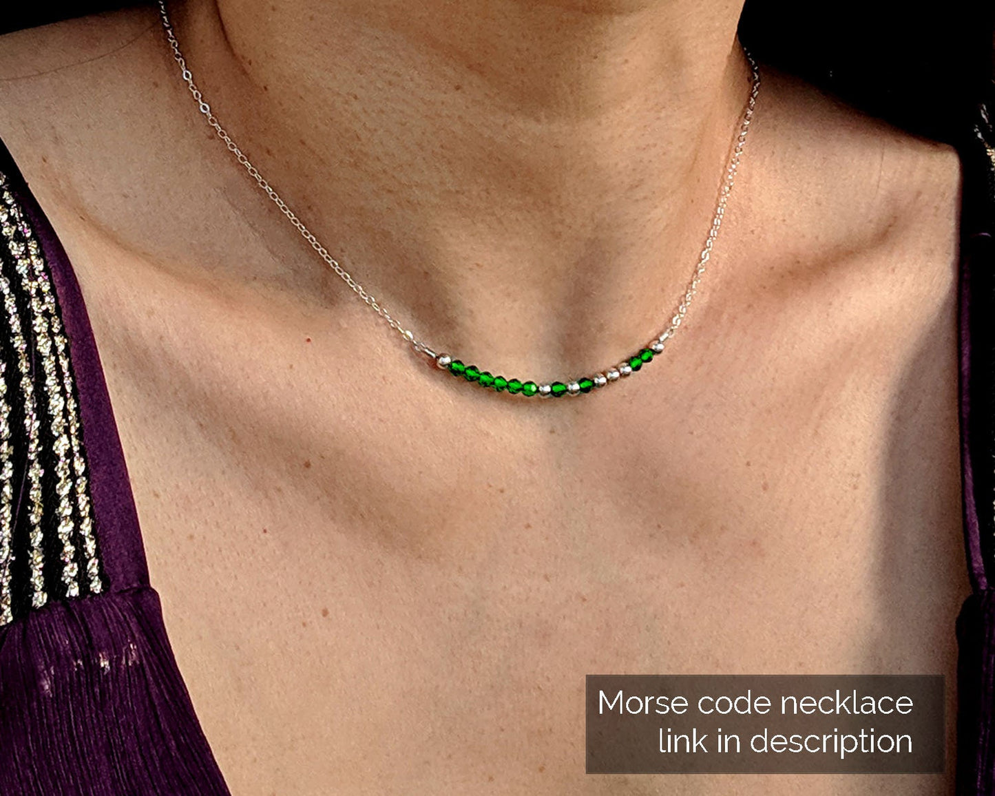 Emerald necklace Silver May birthstone necklace Gold layering necklace Tiny gemstone choker Mothers Day gifts from daughter Graduation gift StudioVy