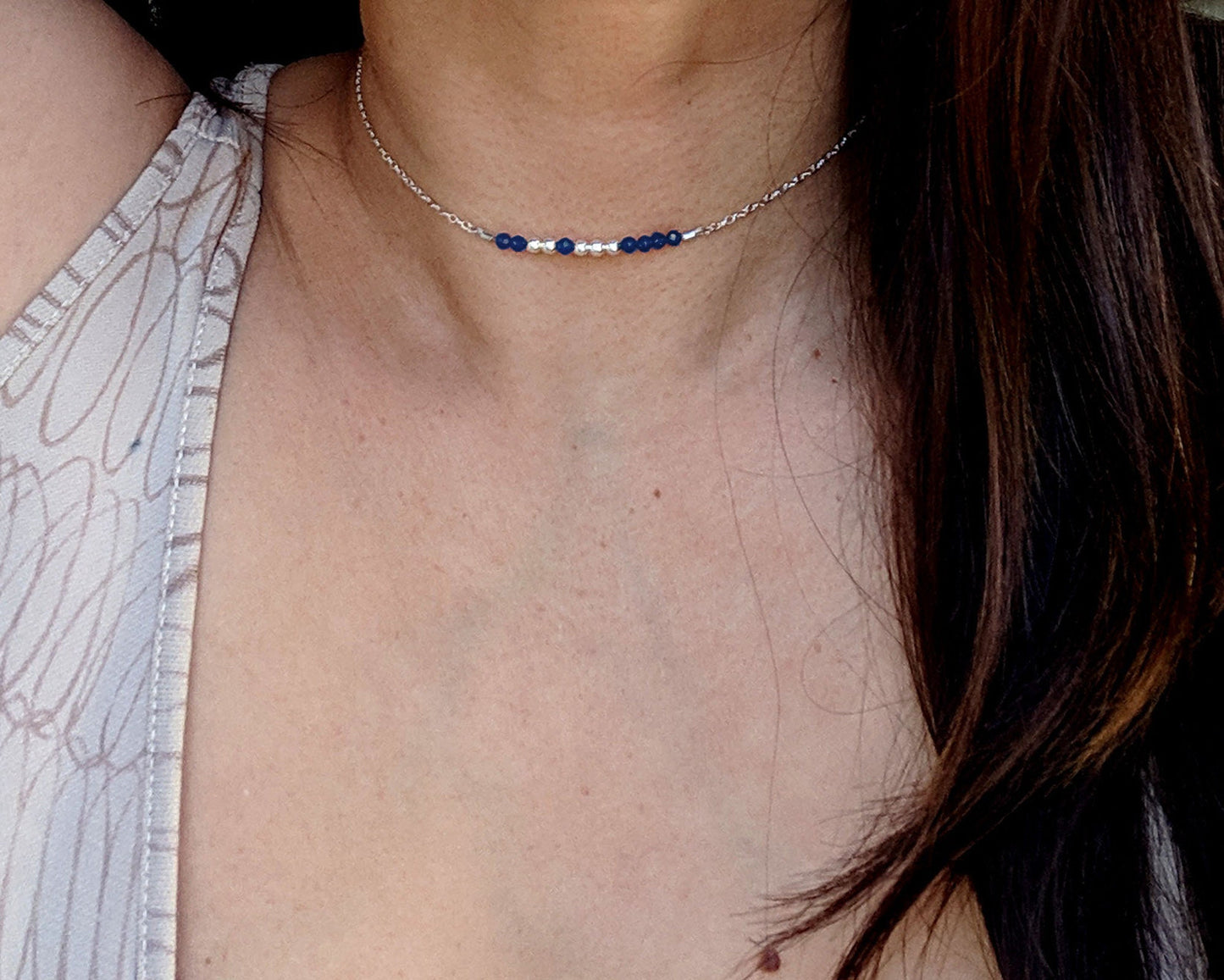 Genuine sapphire necklace Morse code necklace September birthstone necklace StudioVy