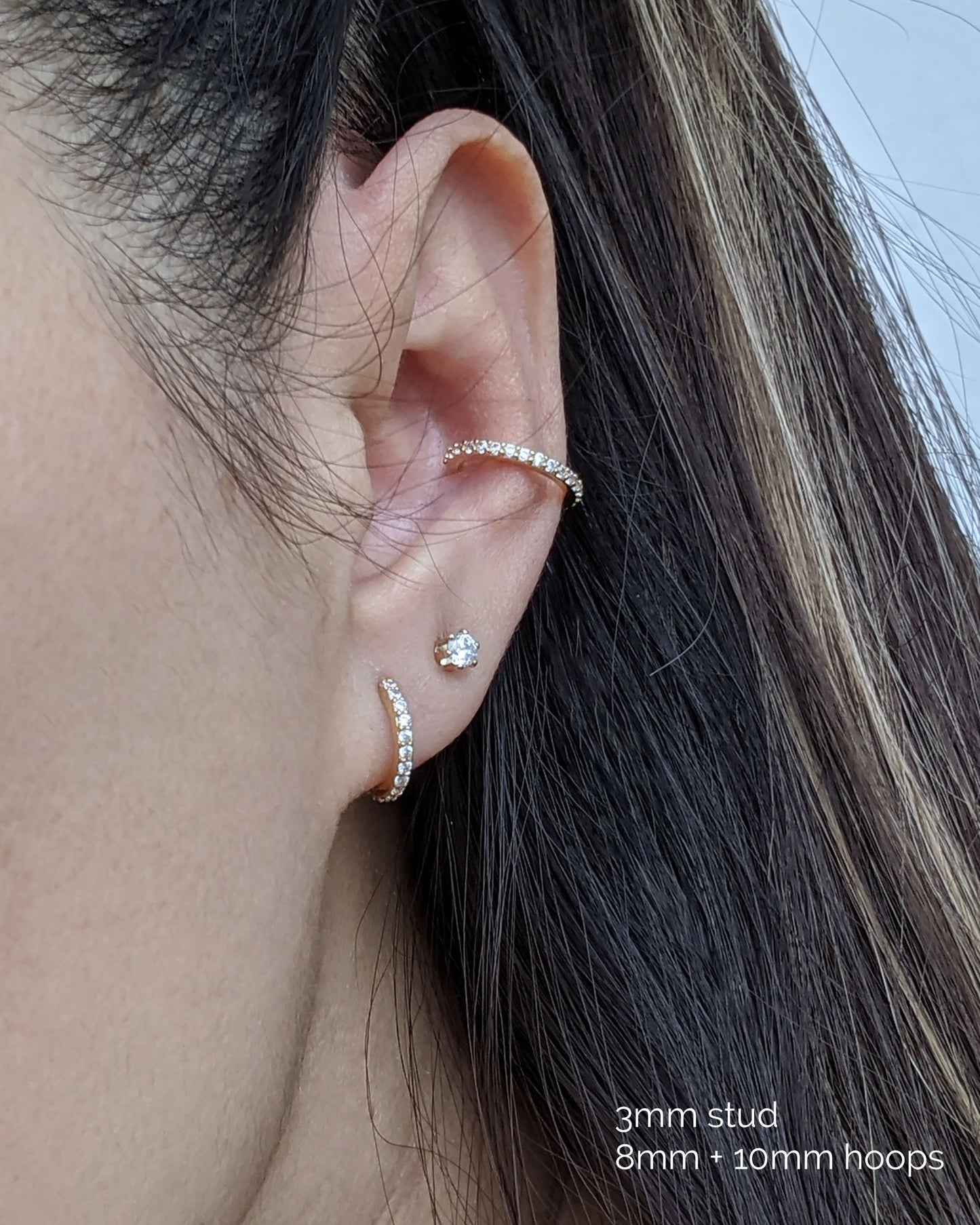 Small hoop earrings Surgical steel earrings Forward helix earring Stud CZ Conch piercing Tragus piercing Cartilage hoop Nose/Septum ring 8mm StudioVy