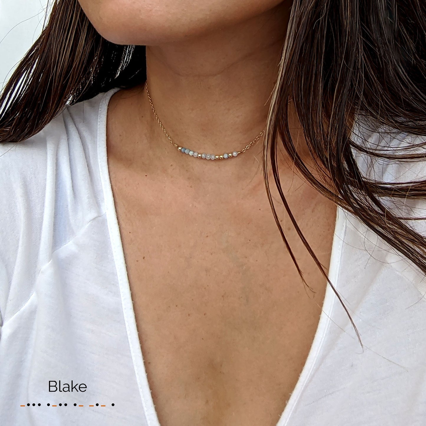 April birthstone necklace Morse code necklace Custom clear quartz necklace StudioVy