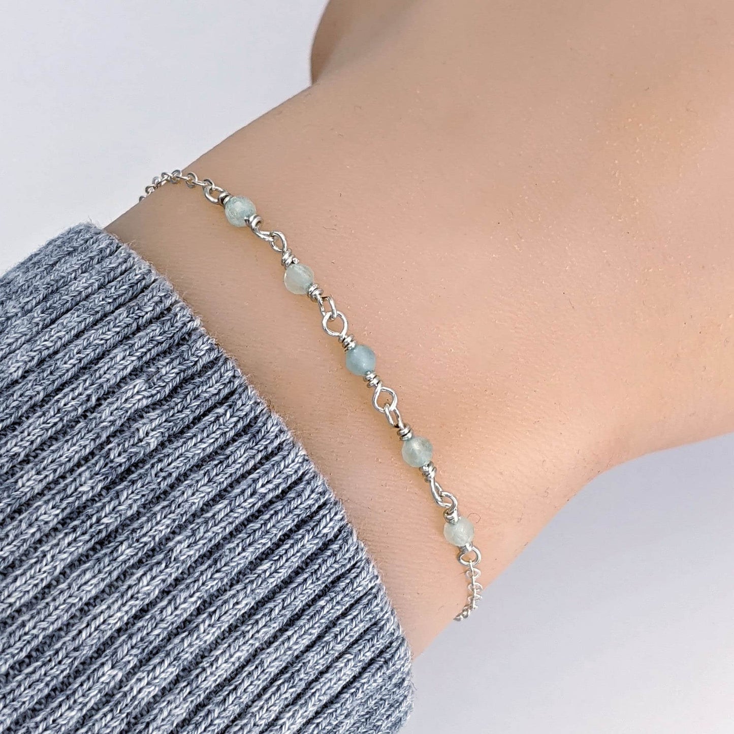April birthstone bracelet Clear quartz gemstone rosary bracelet/anklet StudioVy