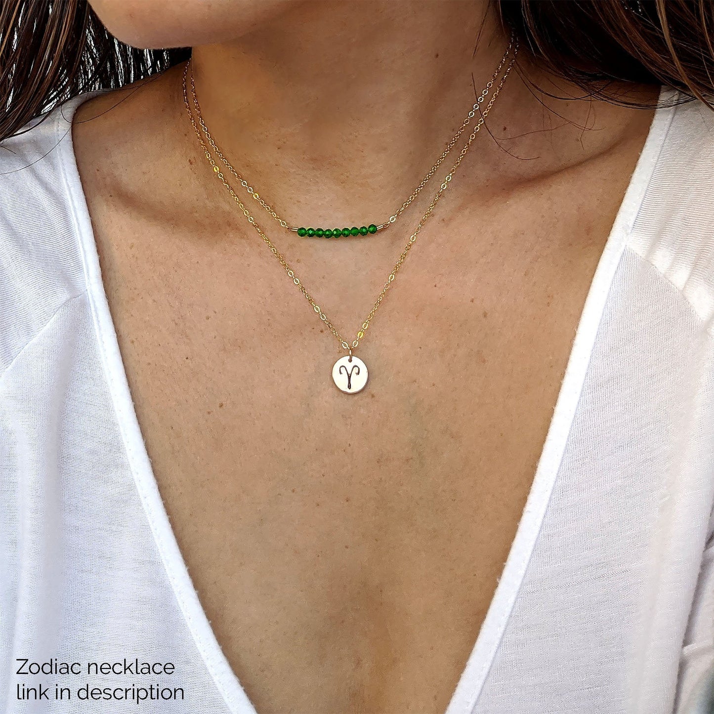 Emerald necklace Silver May birthstone necklace Gold layering necklace Tiny gemstone choker Mothers Day gifts from daughter Graduation gift StudioVy