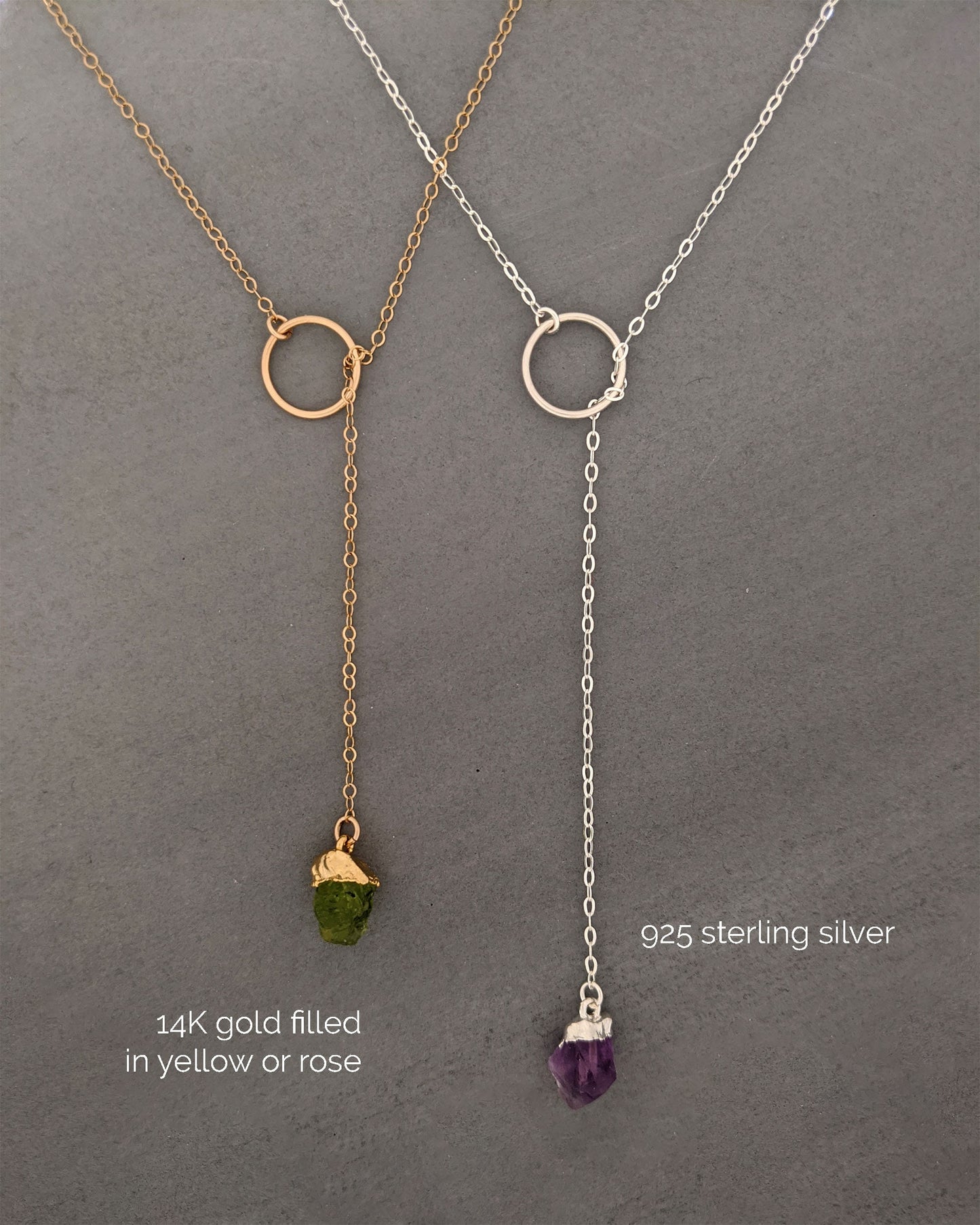 Genuine raw ruby necklace LARIAT necklace Sterling silver-Gold rose raw crystal necklace July birthstone necklace 40th birthday gifts women StudioVy