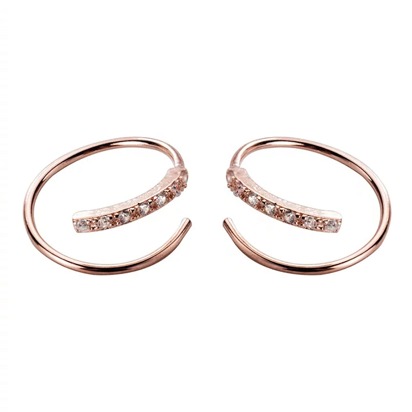 Single or Double piercing earrings | CZ double spiral hoop earrings StudioVy