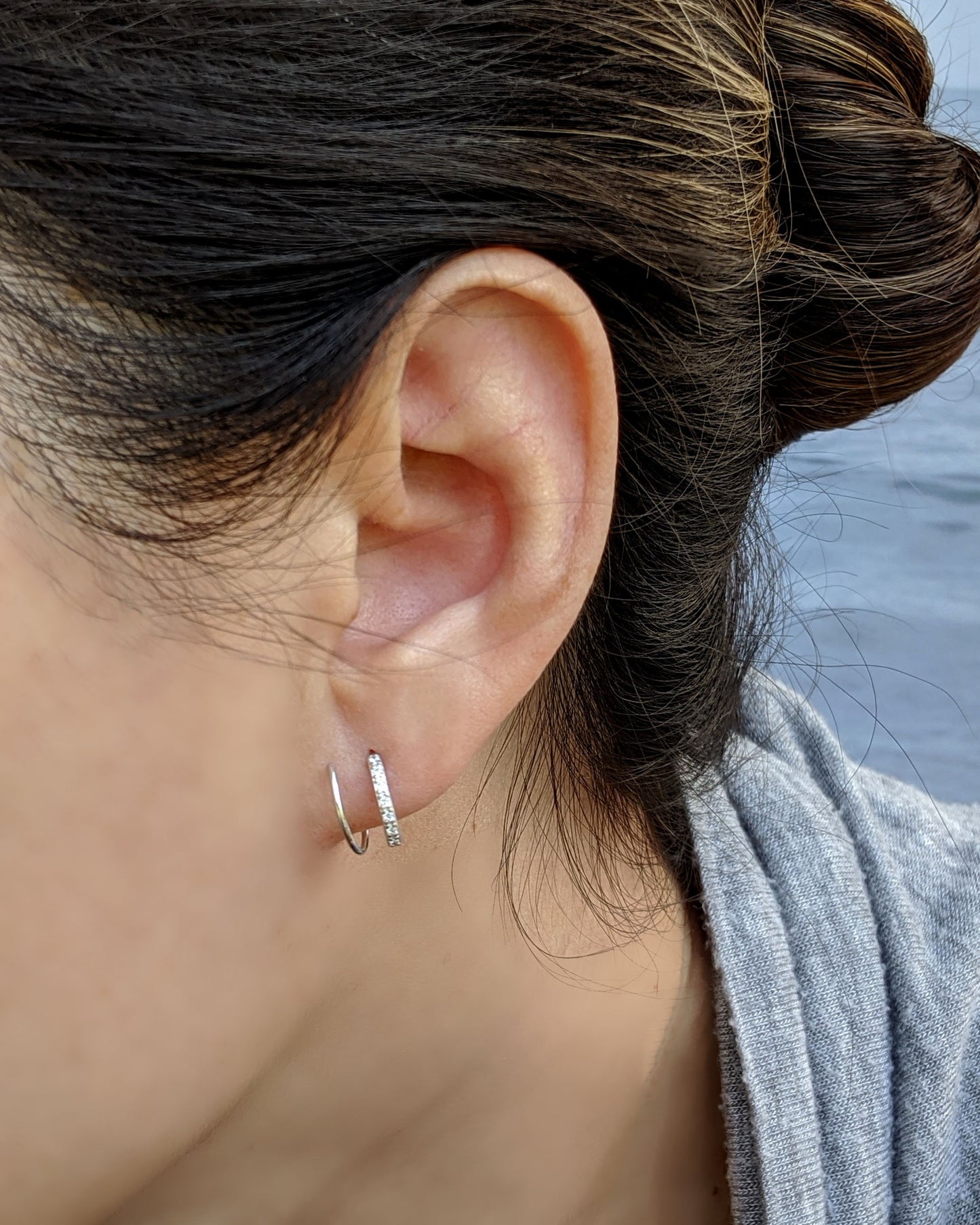 Single or Double piercing earrings | CZ double spiral hoop earrings StudioVy