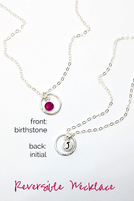 50th birthday gift Women July birthstone necklace w initial & karma circle  StudioVy   