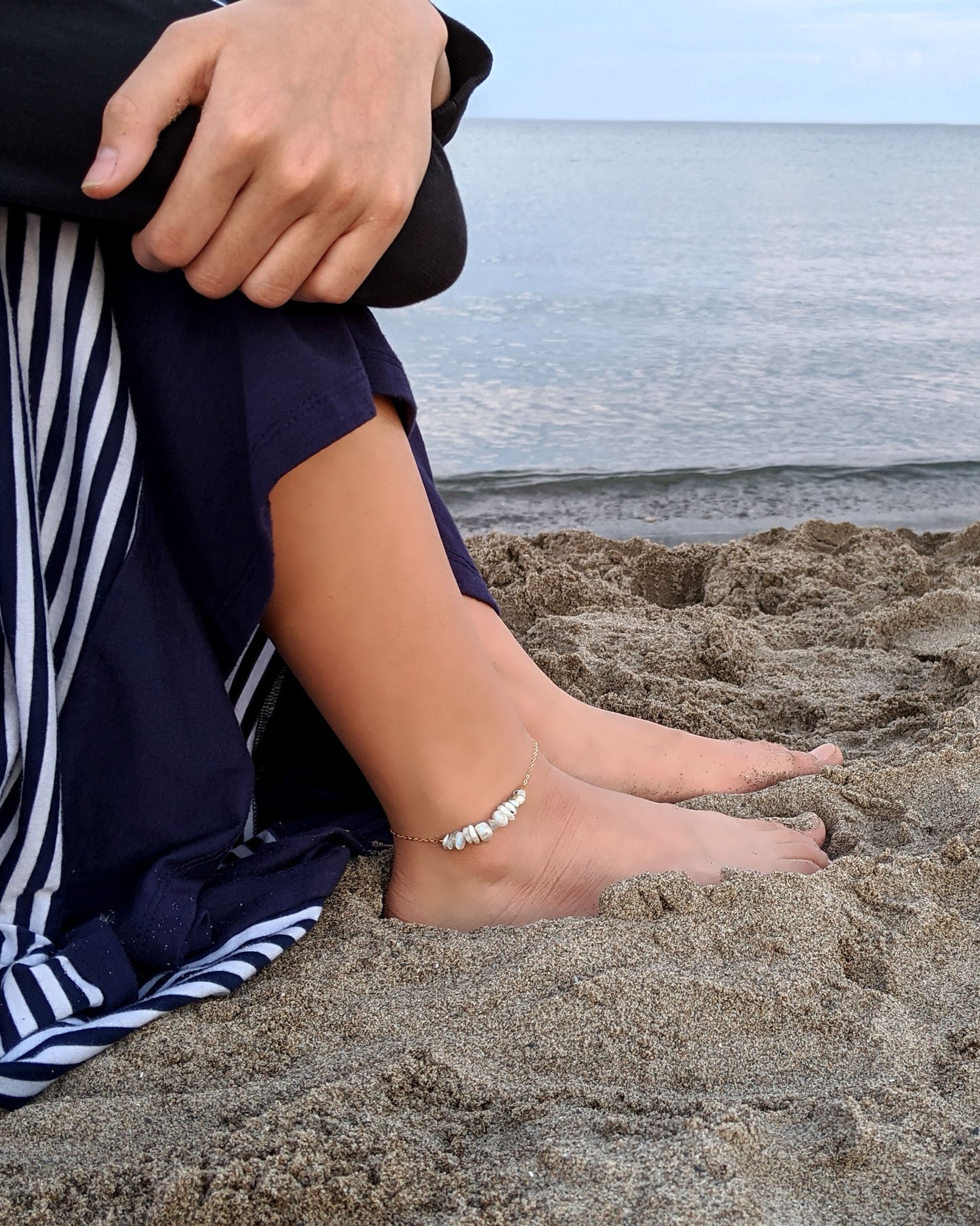 Gold filled anklet | Gemstone Ankle bracelet | Beach anklet with raw stone StudioVy