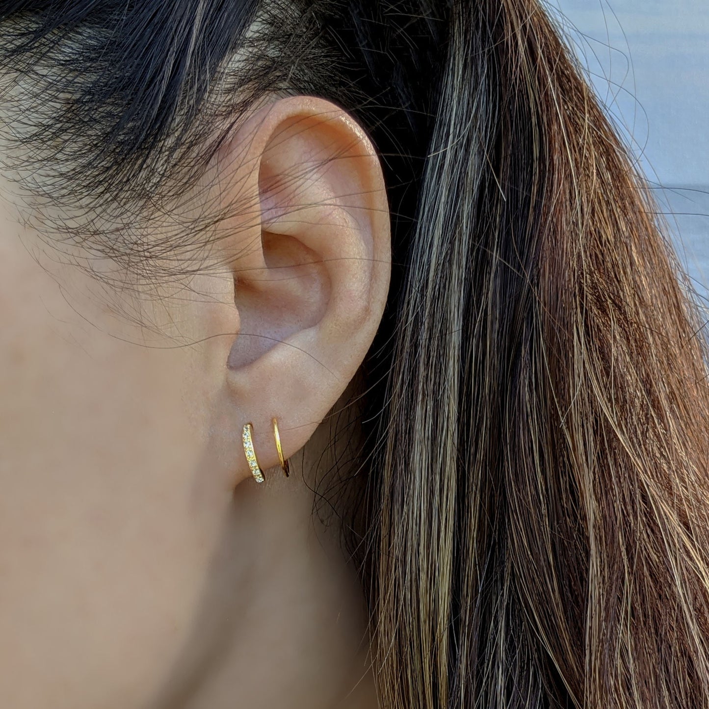 Single or Double piercing earrings | CZ double spiral hoop earrings StudioVy
