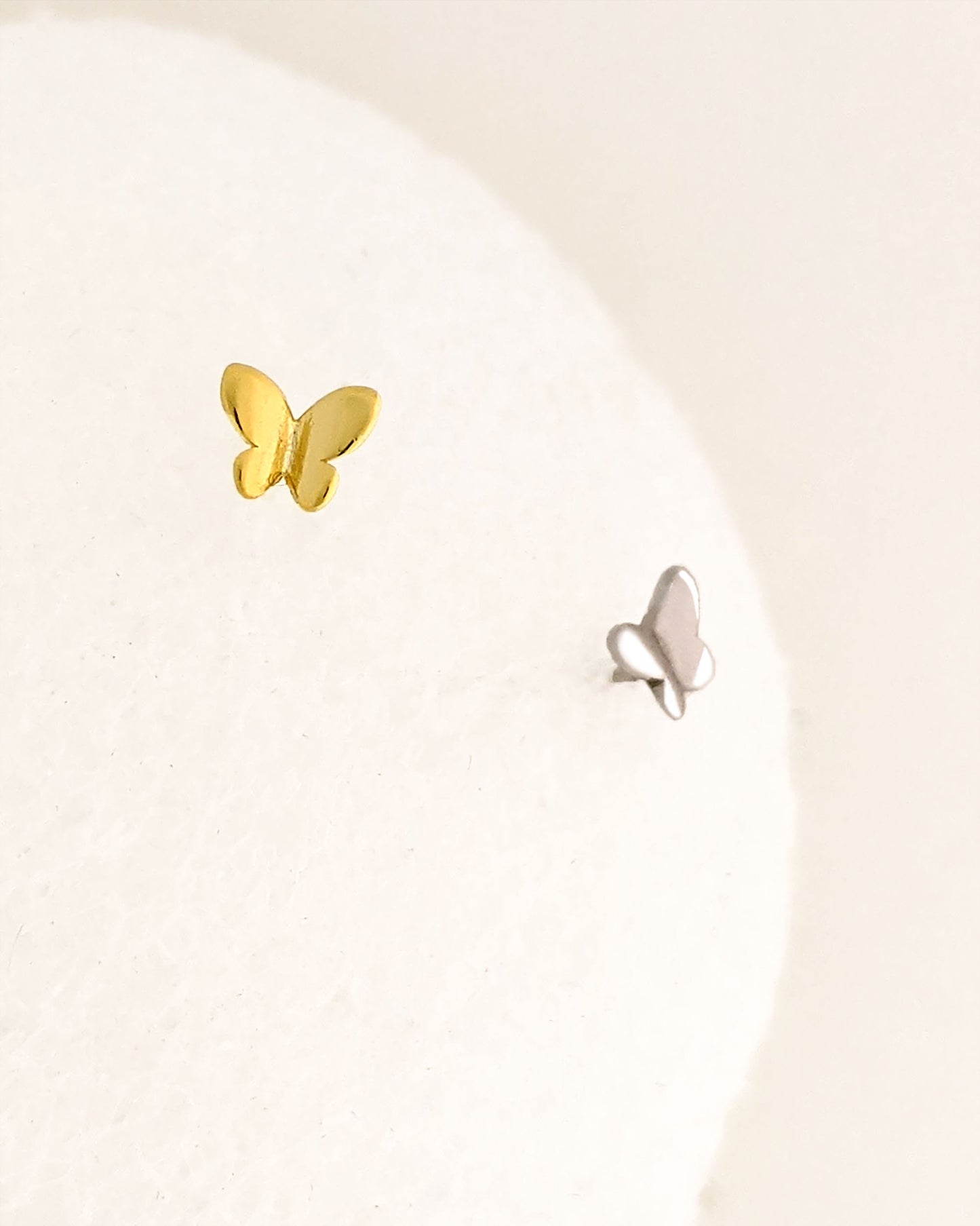 Tiny sterling silver butterfly earrings Gold ear jacket earrings Chain front back earrings Butterfly stud earring Cartilage earring piercing StudioVy