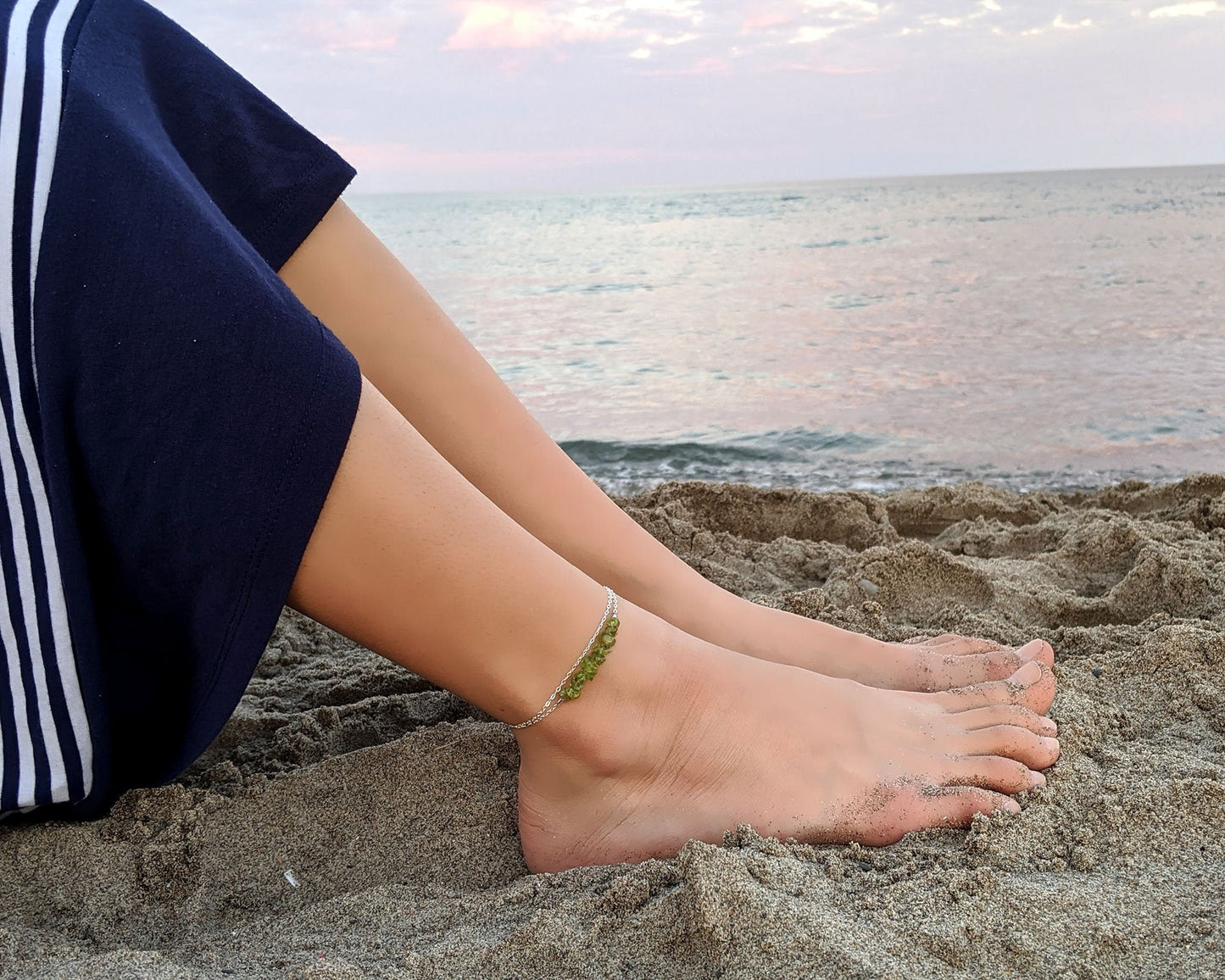 Ankle bracelet | Raw peridot bracelet August birthstone bracelet/anklet StudioVy