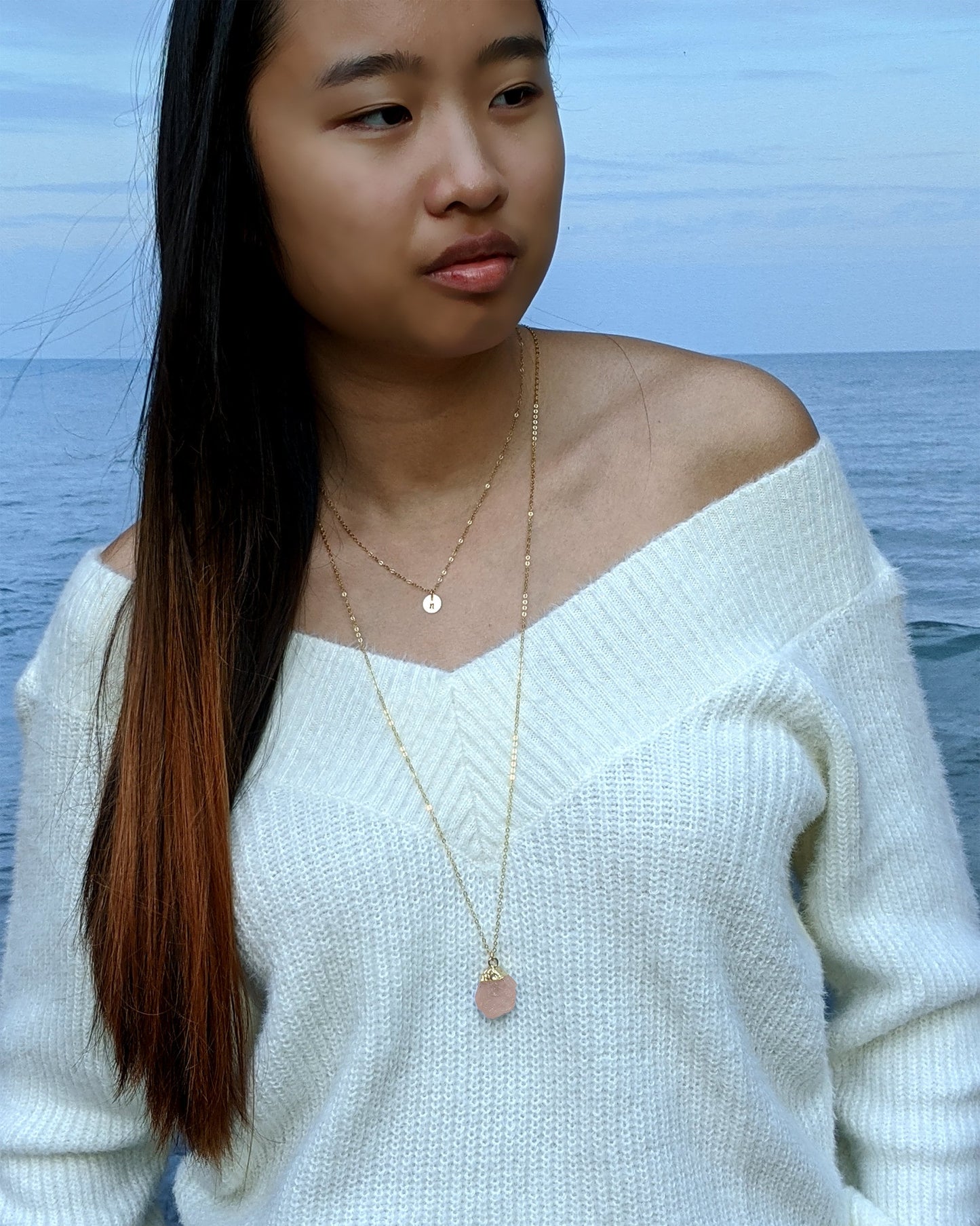Chunky raw rose quartz necklace Rose gold-Silver rose quartz pendant Large crystal pendant Electroformed necklace Pink raw gemstone necklace StudioVy