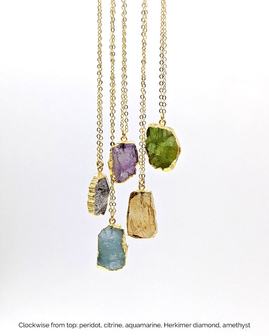 Large gemstone pendant slice | Raw birthstone jewelry with genuine crystals  StudioVy   