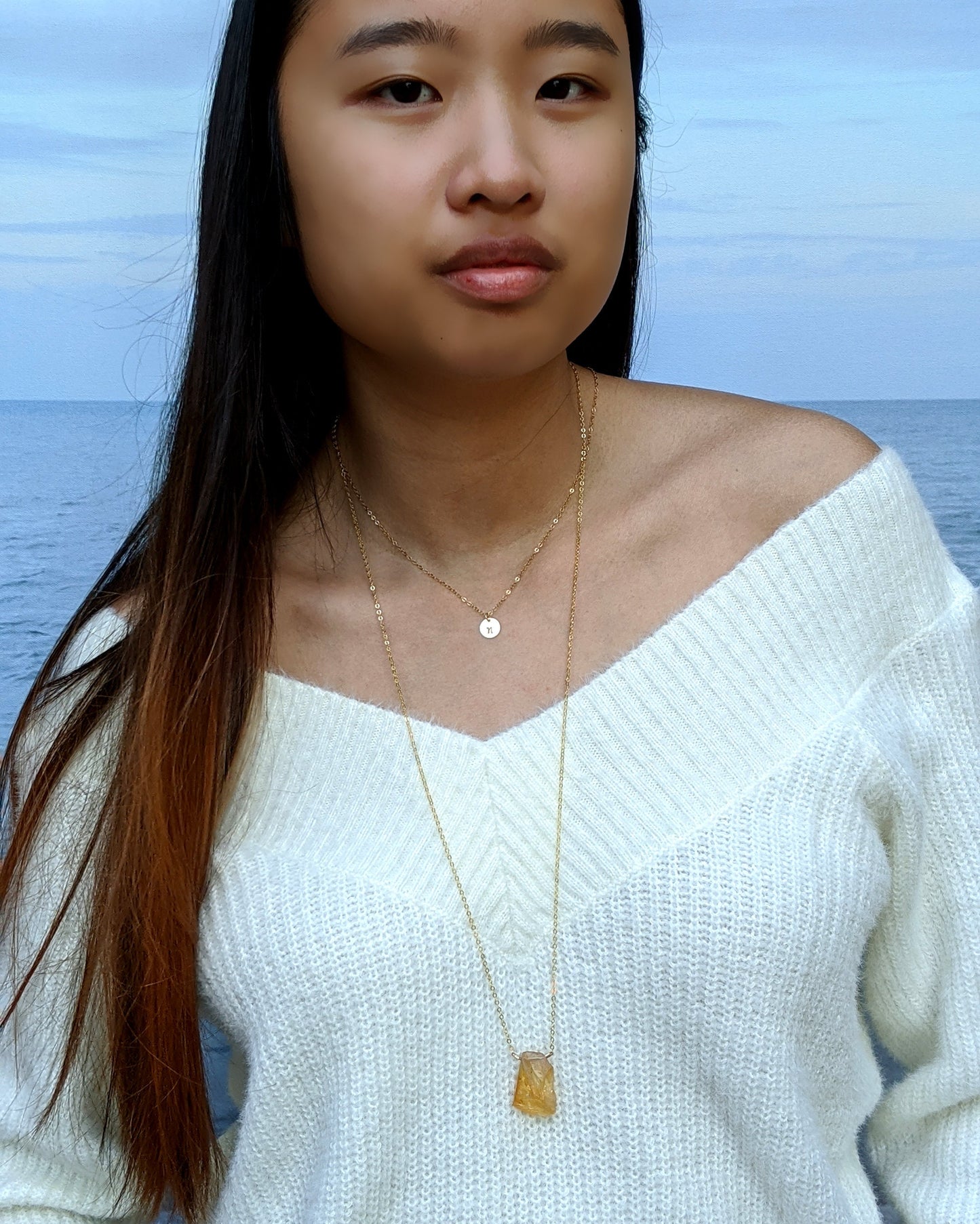 Raw citrine necklace Large stone pendant Genuine citrine pendant Silver-Rose-Gold electroformed jewelry Healing chakra raw gemstone necklace StudioVy