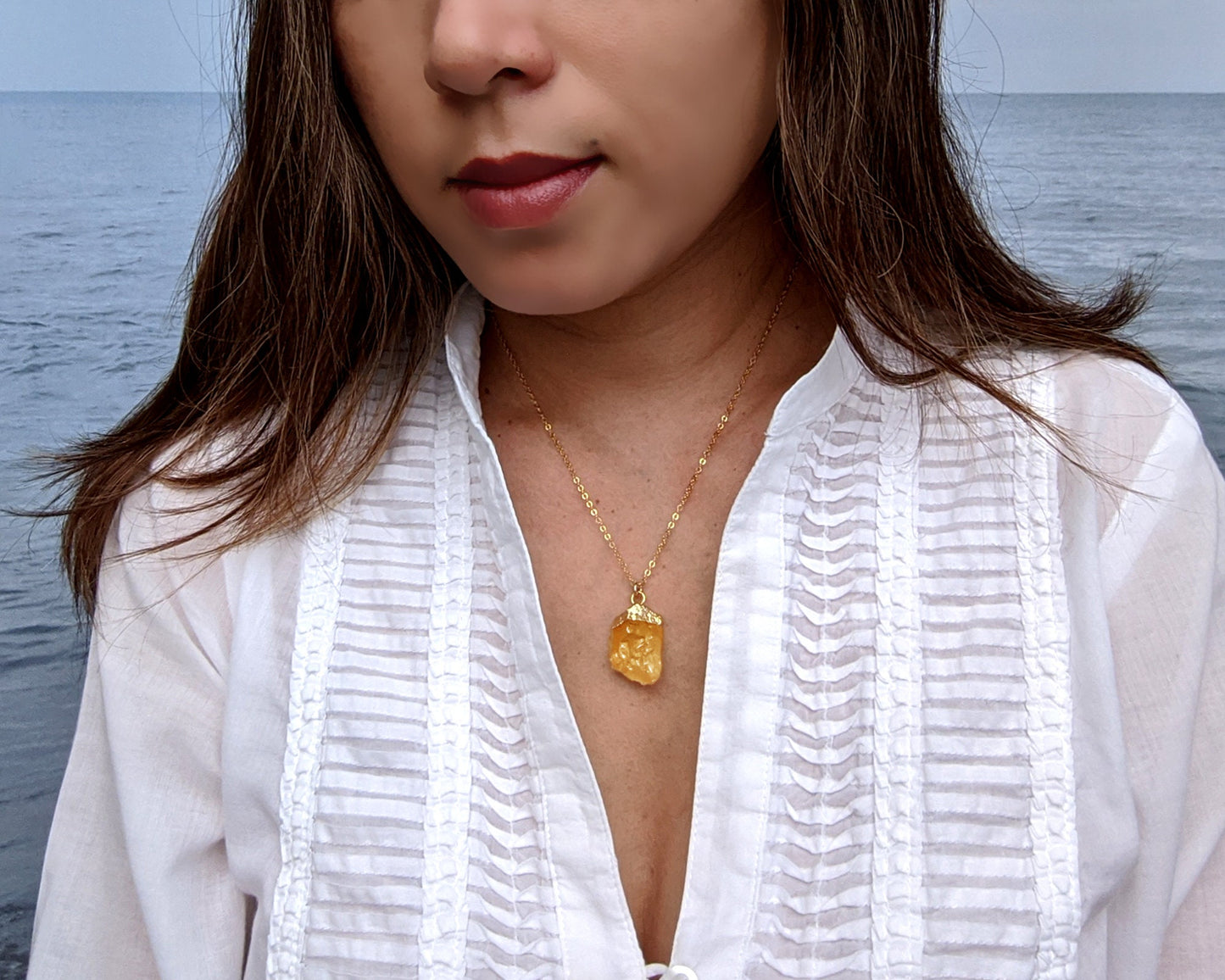 Raw citrine necklace Large stone pendant Genuine citrine pendant Silver-Rose-Gold electroformed jewelry Healing chakra raw gemstone necklace StudioVy