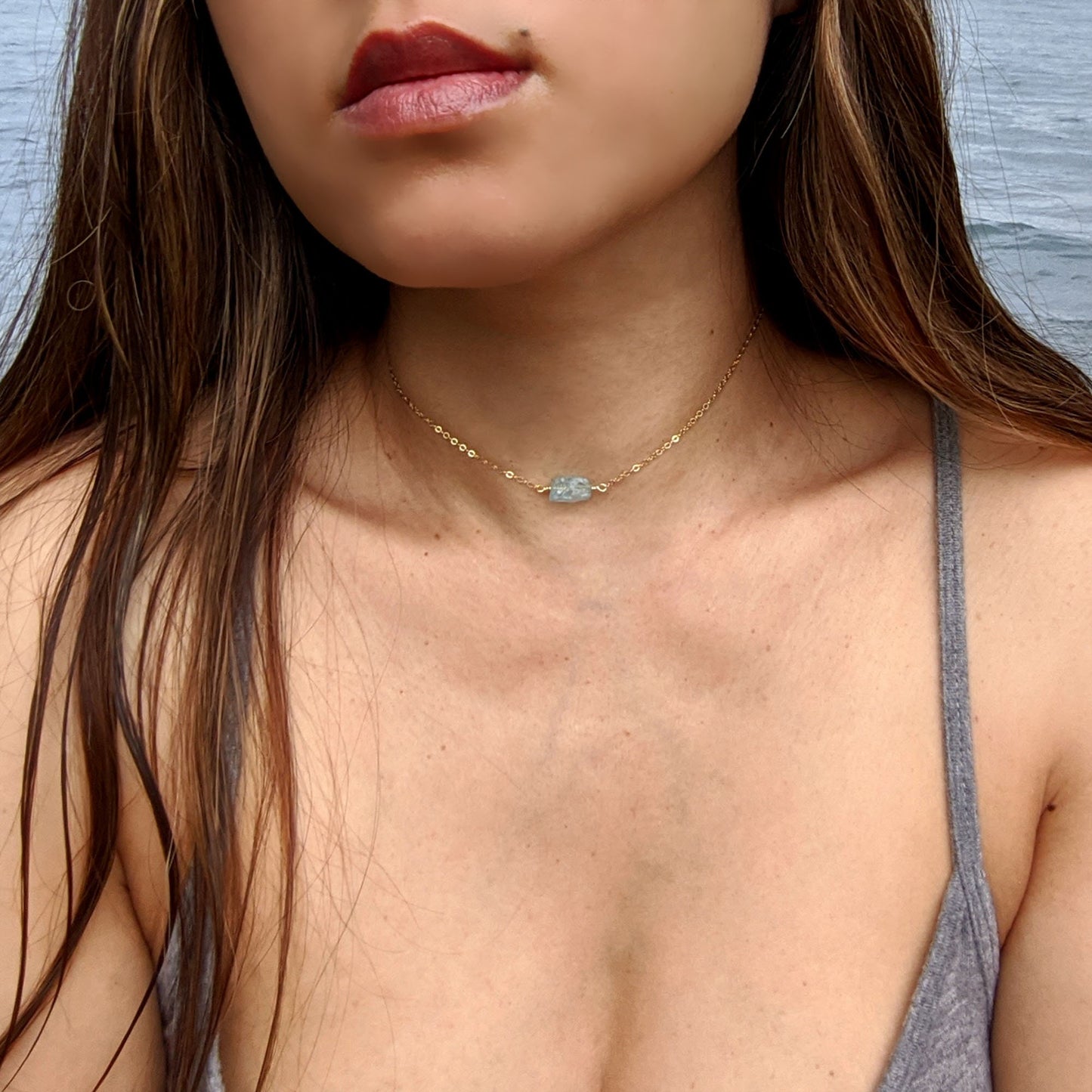 Raw birthstone jewelry Raw gemstone choker necklace Simple dainty stone necklace Raw crystal necklace Small Secret Santa gift Women birthday StudioVy