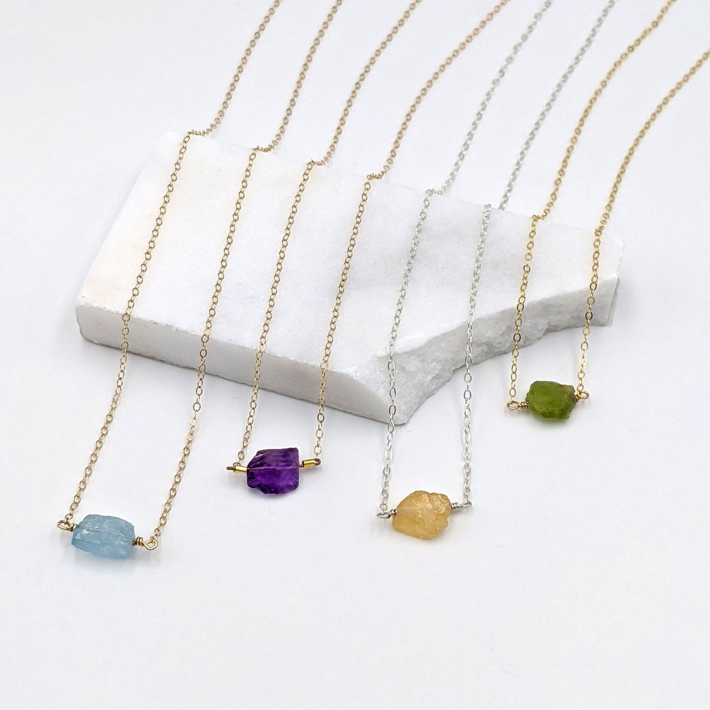 Raw birthstone jewelry Raw gemstone choker necklace Simple dainty stone necklace Raw crystal necklace Small Secret Santa gift Women birthday StudioVy