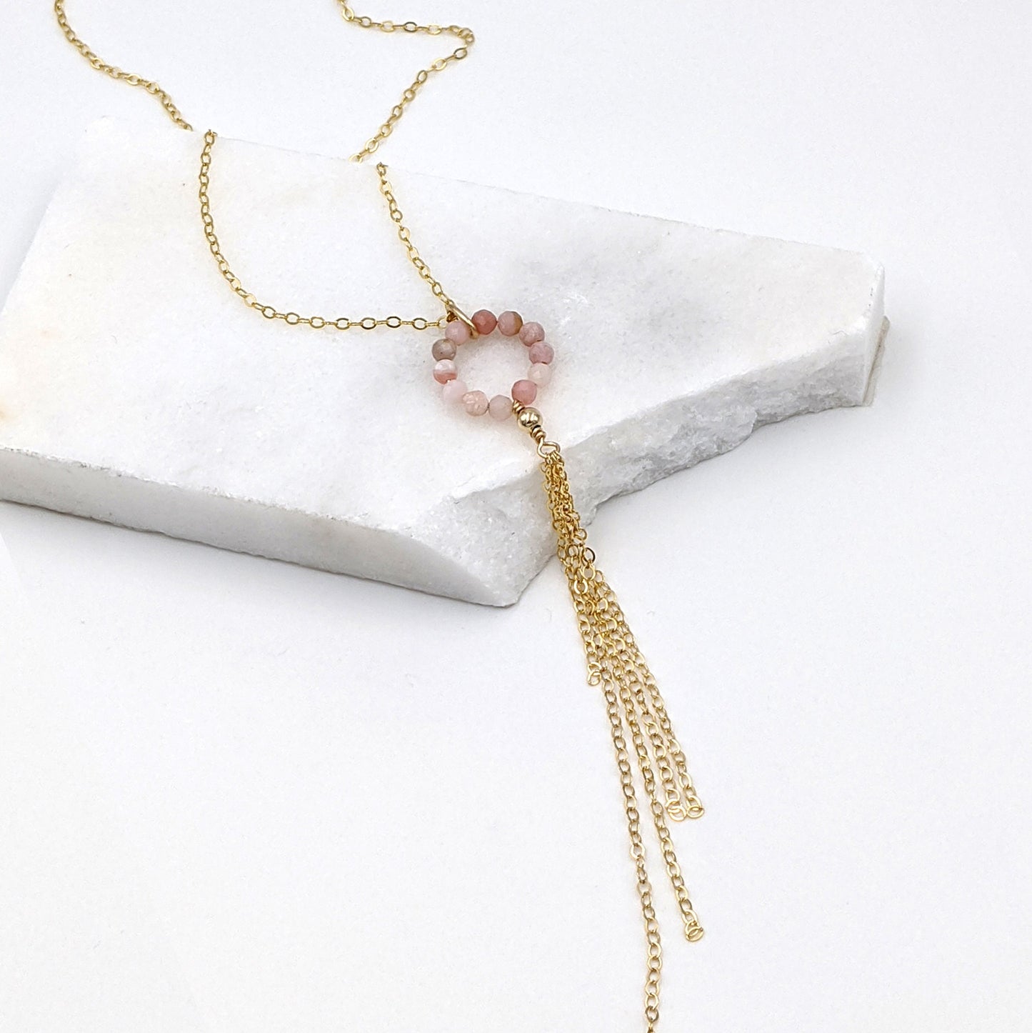Aquamarine necklace Silver/Rose gold lariat necklaces Women lariat choker Y necklace Gold March birthstone necklace Dainty beaded gemstone StudioVy