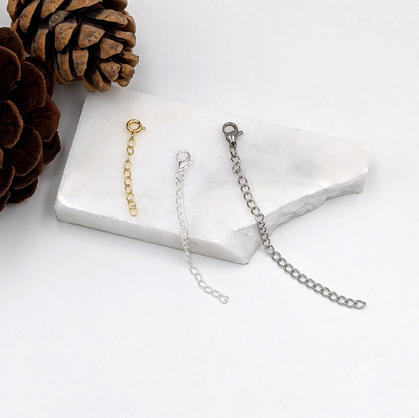 Extender chain in silver, gold filled & stainless steel - 1" to 5" StudioVy