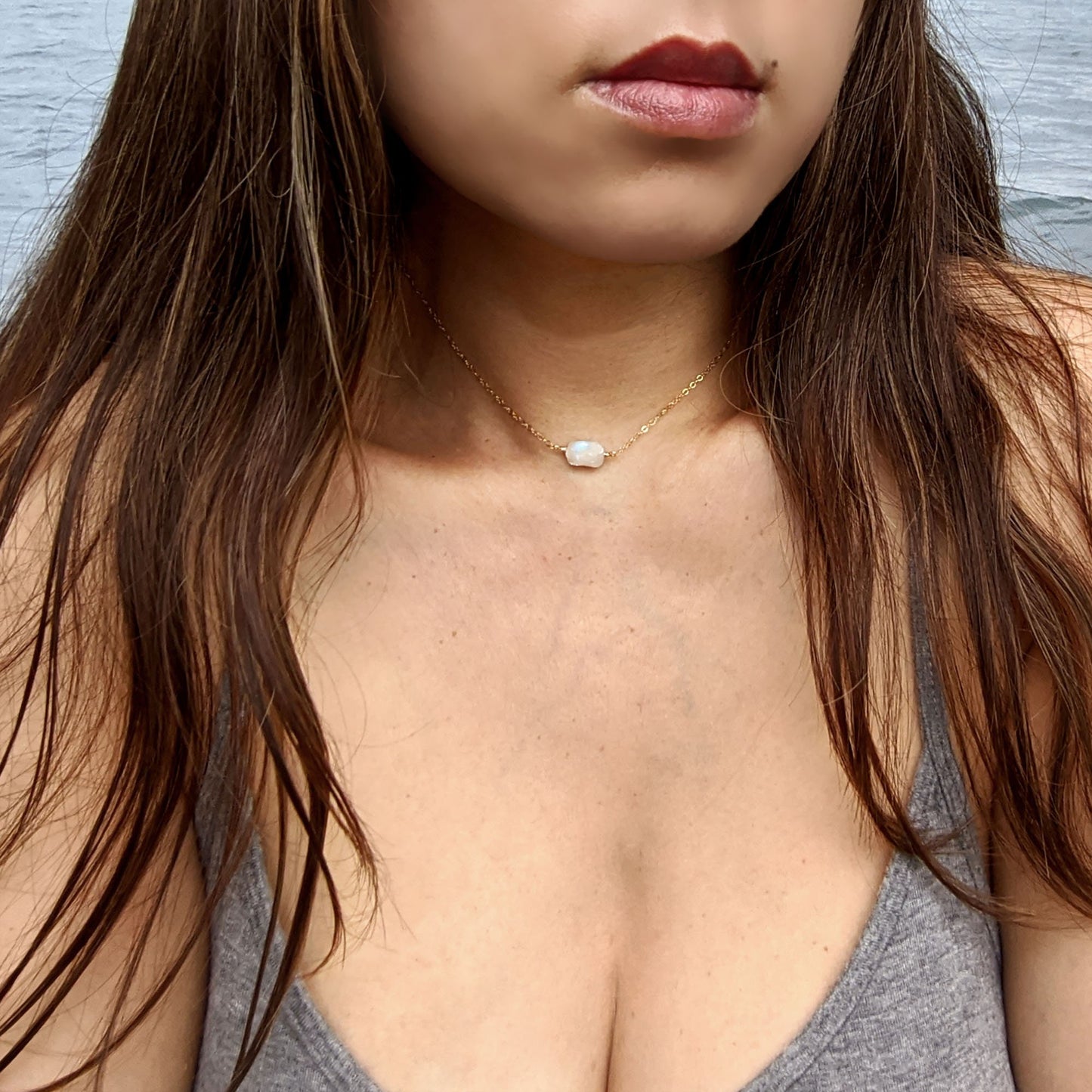 Raw birthstone jewelry Raw gemstone choker necklace Simple dainty stone necklace Raw crystal necklace Small Secret Santa gift Women birthday StudioVy