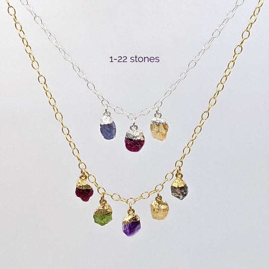 Family necklace with raw gemstones, multi birthstone necklace Mom necklace  StudioVy   
