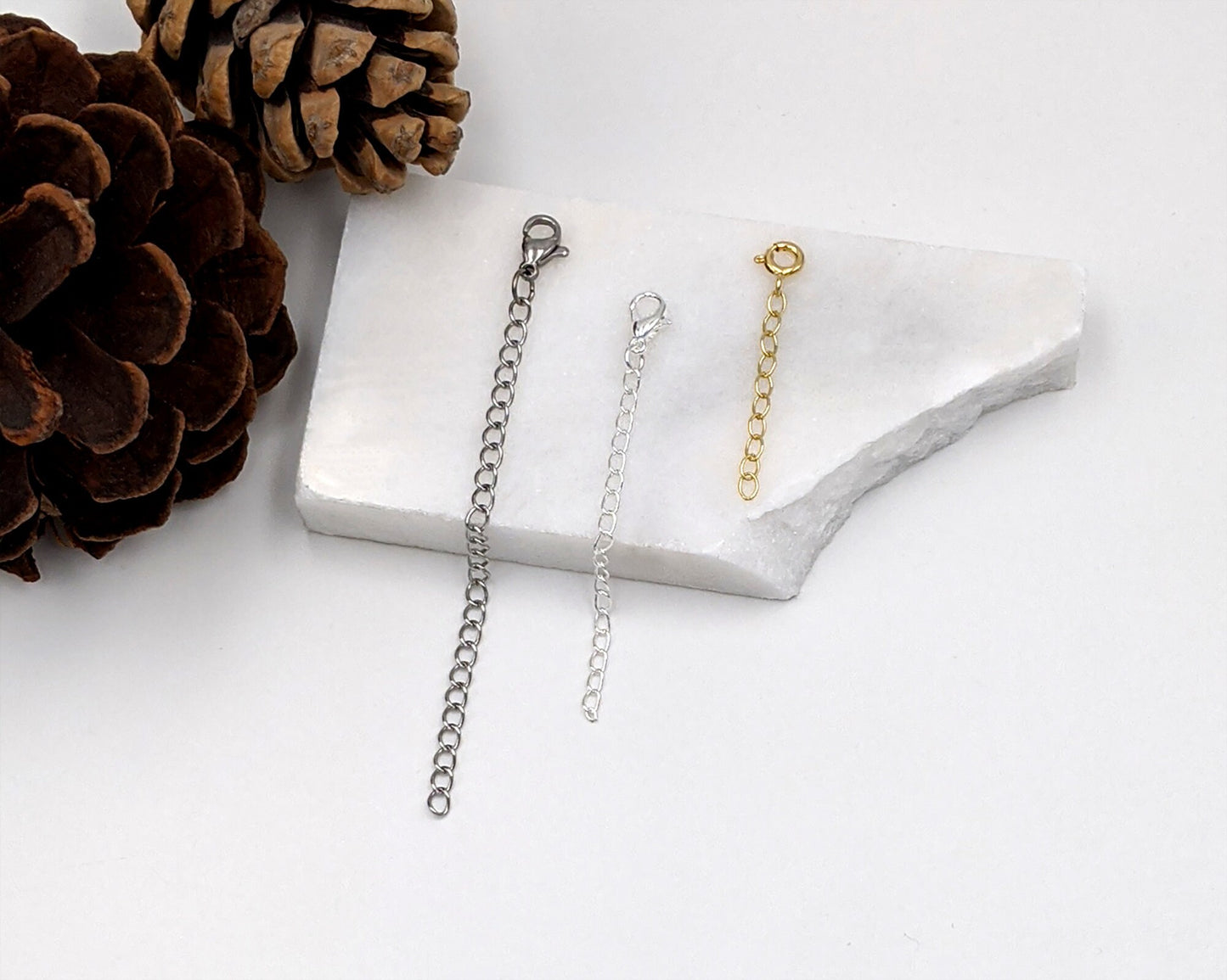 Extender chain in silver, gold filled & stainless steel - 1" to 5" StudioVy
