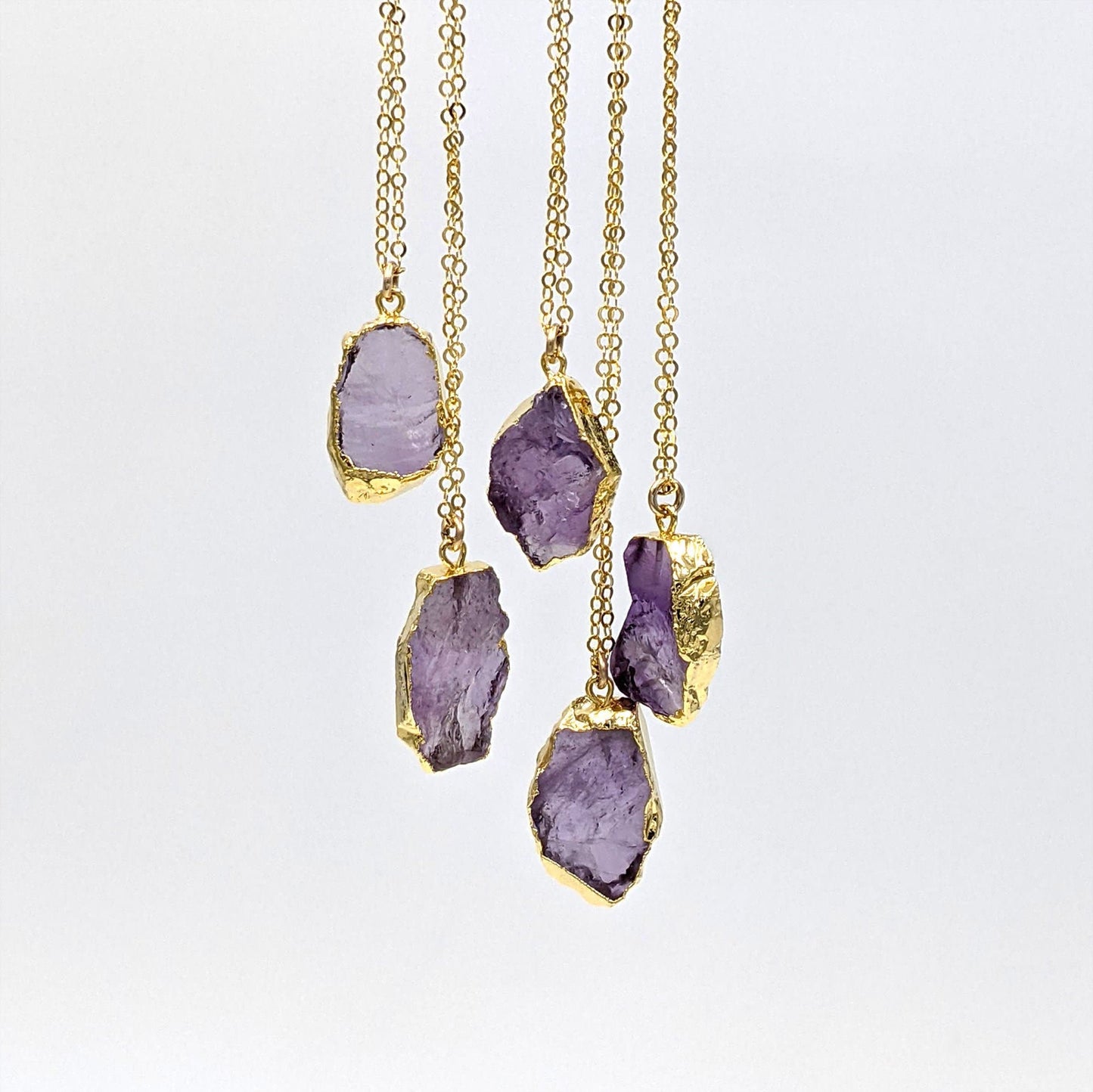 Amethyst slice pendant Raw amethyst necklace Big electroformed gemstone necklace 40th-60th birthday gifts Women February birthstone necklaces StudioVy