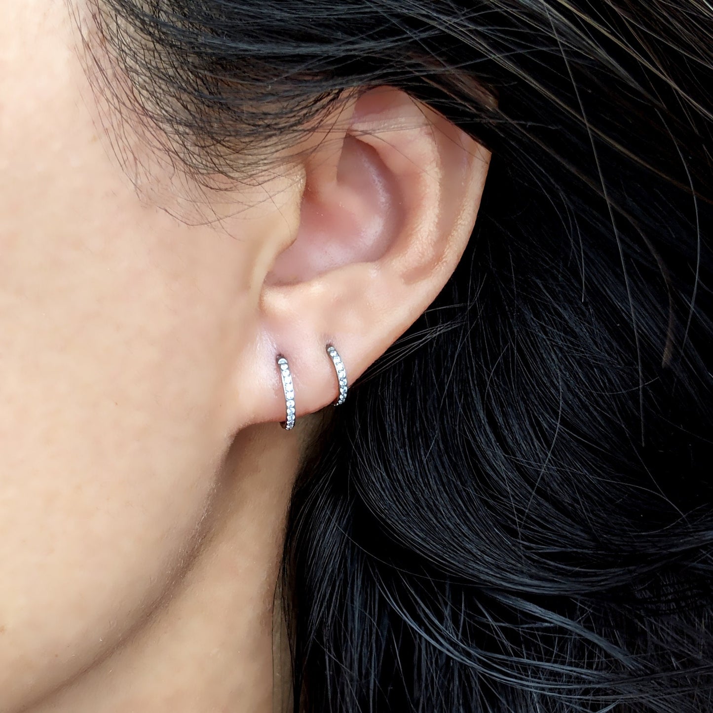 Opal huggie earrings Titanium earrings 16ga Small hoop earrings Cartilage earring Tiny forward helix earring Conch hoop Daith piercing StudioVy