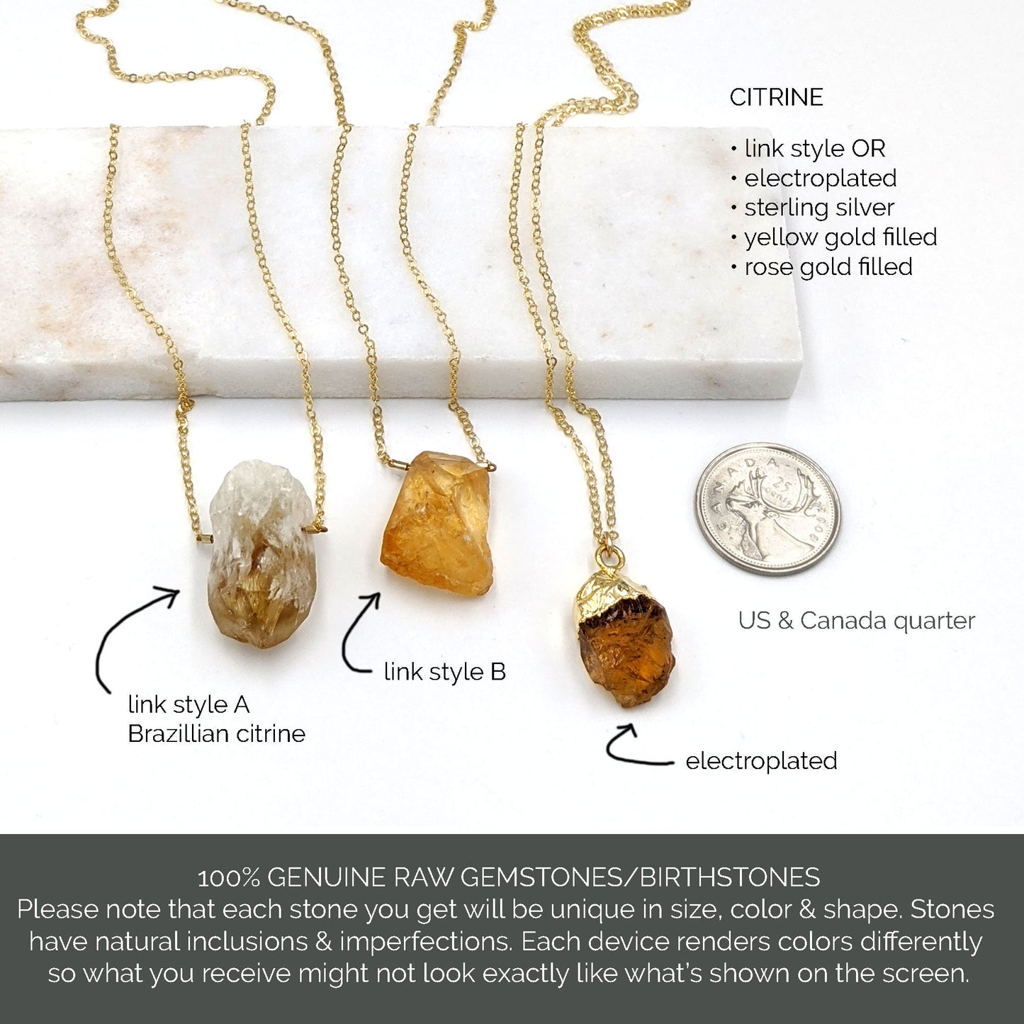 Raw citrine necklace Large stone pendant Genuine citrine pendant Silver-Rose-Gold electroformed jewelry Healing chakra raw gemstone necklace StudioVy