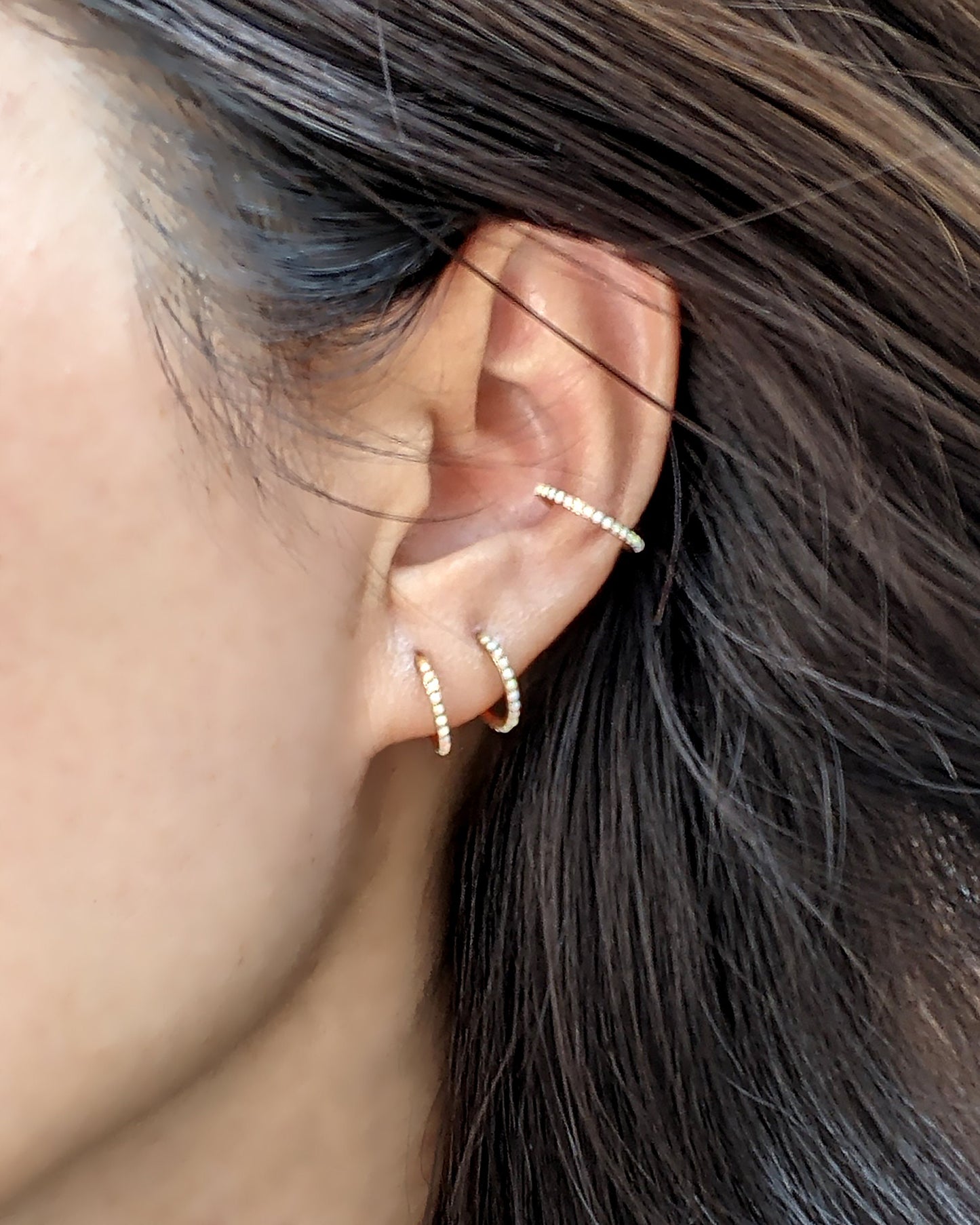 Opal huggie earrings Titanium earrings 16ga Small hoop earrings Cartilage earring Tiny forward helix earring Conch hoop Daith piercing StudioVy