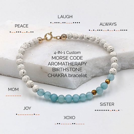 4-in-1 Morse code bracelet/Morse code necklace w/ amazonite & aromatherapy  StudioVy   