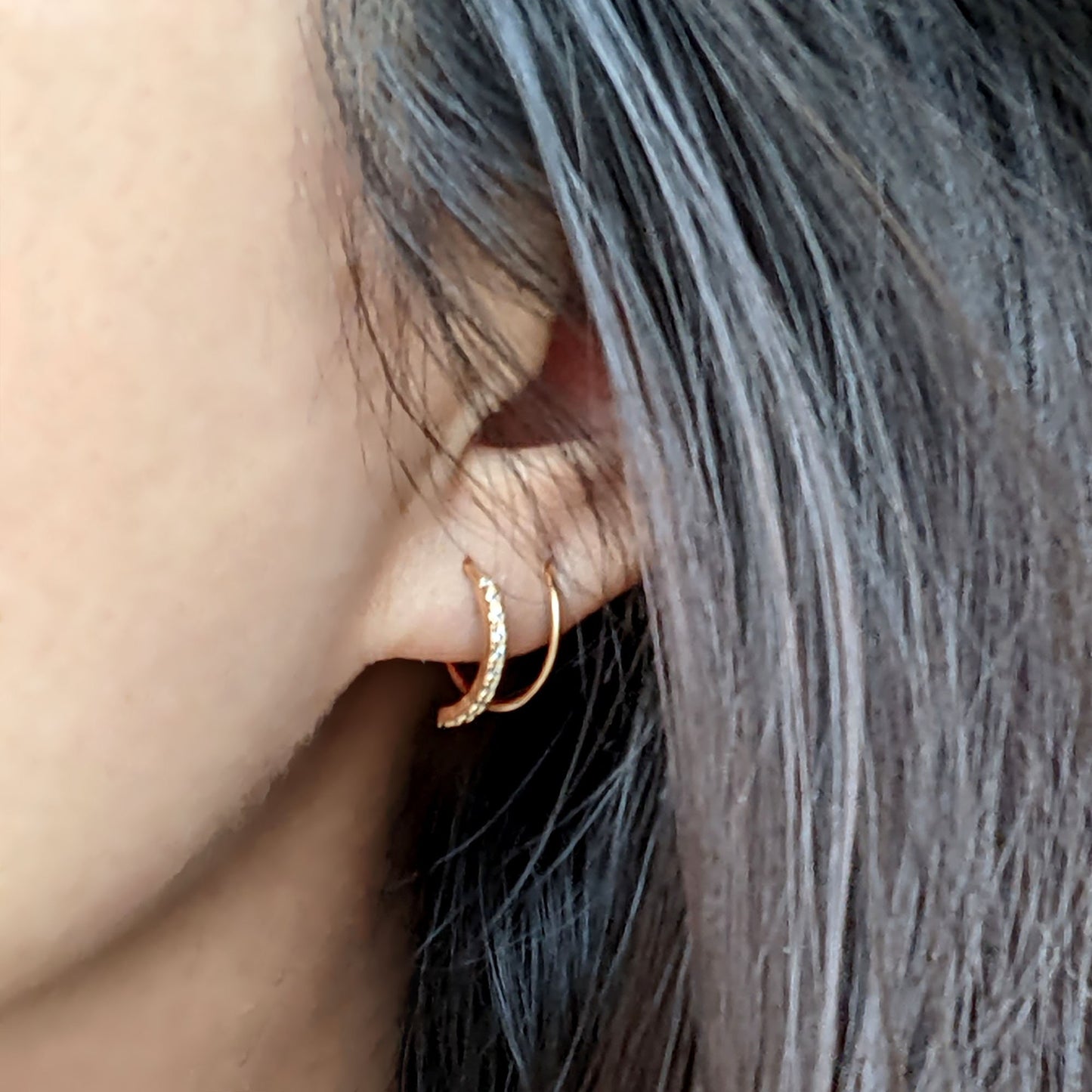Single or Double piercing earrings | CZ double spiral hoop earrings StudioVy