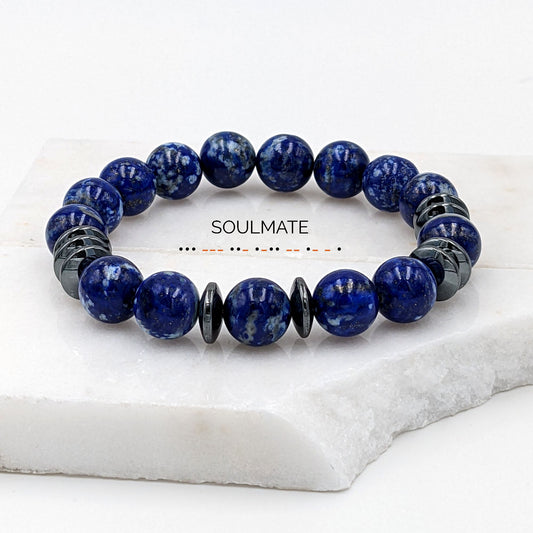 Custom Morse code bracelet Men secret santa gift Lapis lazuli bracelet  StudioVy   