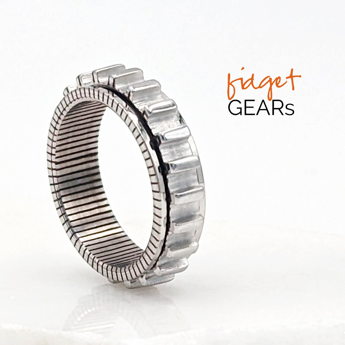 Fidget ring/Spinner ring/Anxiety ring with horizontal spinning gear StudioVy