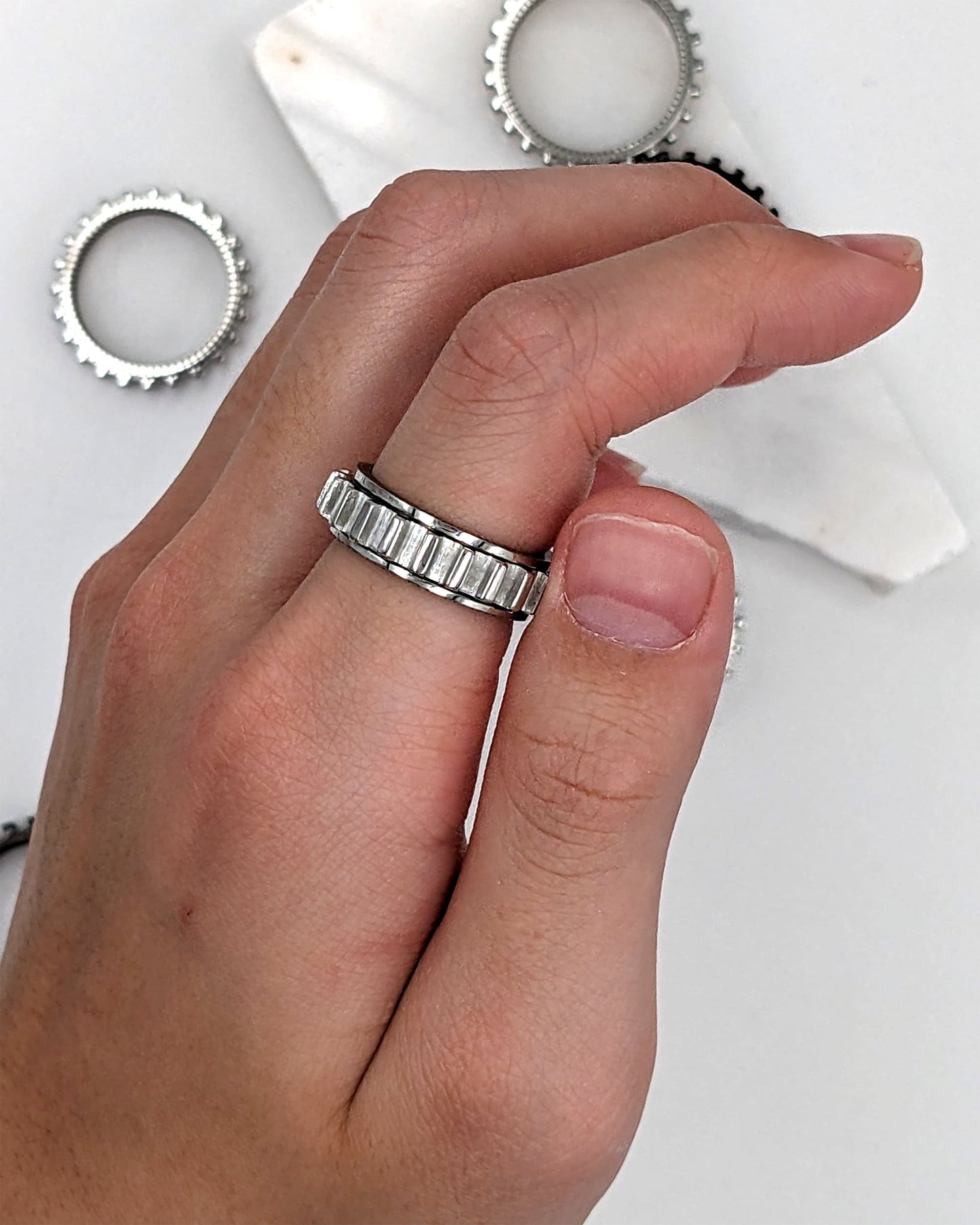 Fidget ring/Spinner ring/Anxiety ring with horizontal spinning gear StudioVy