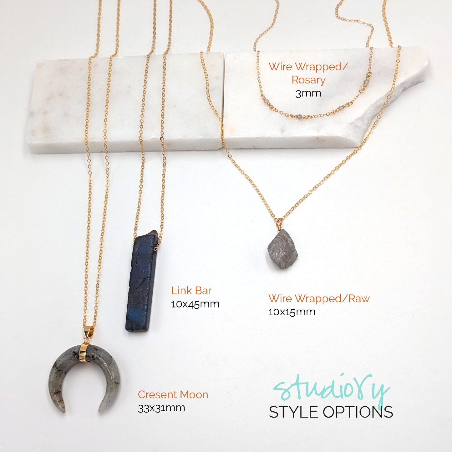 Choker collar necklace Women wire wrapped labradorite pendant necklace Gold/Silver crescent moon necklace Layering raw stone bar necklace StudioVy