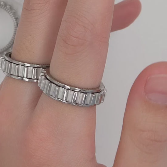 fidget rings with gear that move together when worn side by side