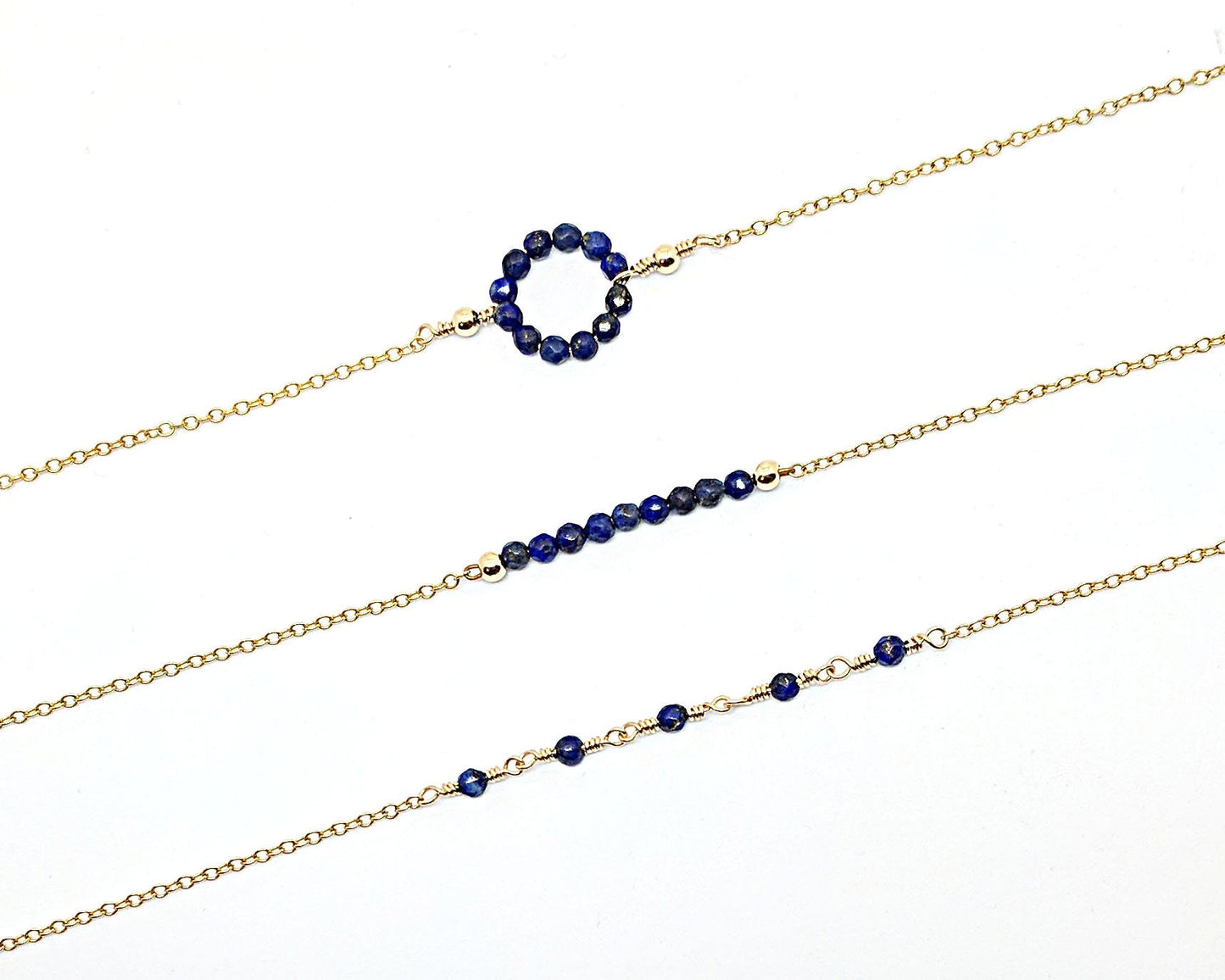 Dainty sapphire bracelet with initial September birthstone bracelet/anklet  StudioVy   