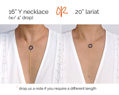Aquamarine necklace Silver/Rose gold lariat necklaces Women lariat choker Y necklace Gold March birthstone necklace Dainty beaded gemstone  StudioVy   
