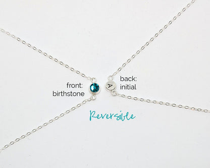 December birthstone necklace w initial & karma circle, Swarovski blue zircon  StudioVy   