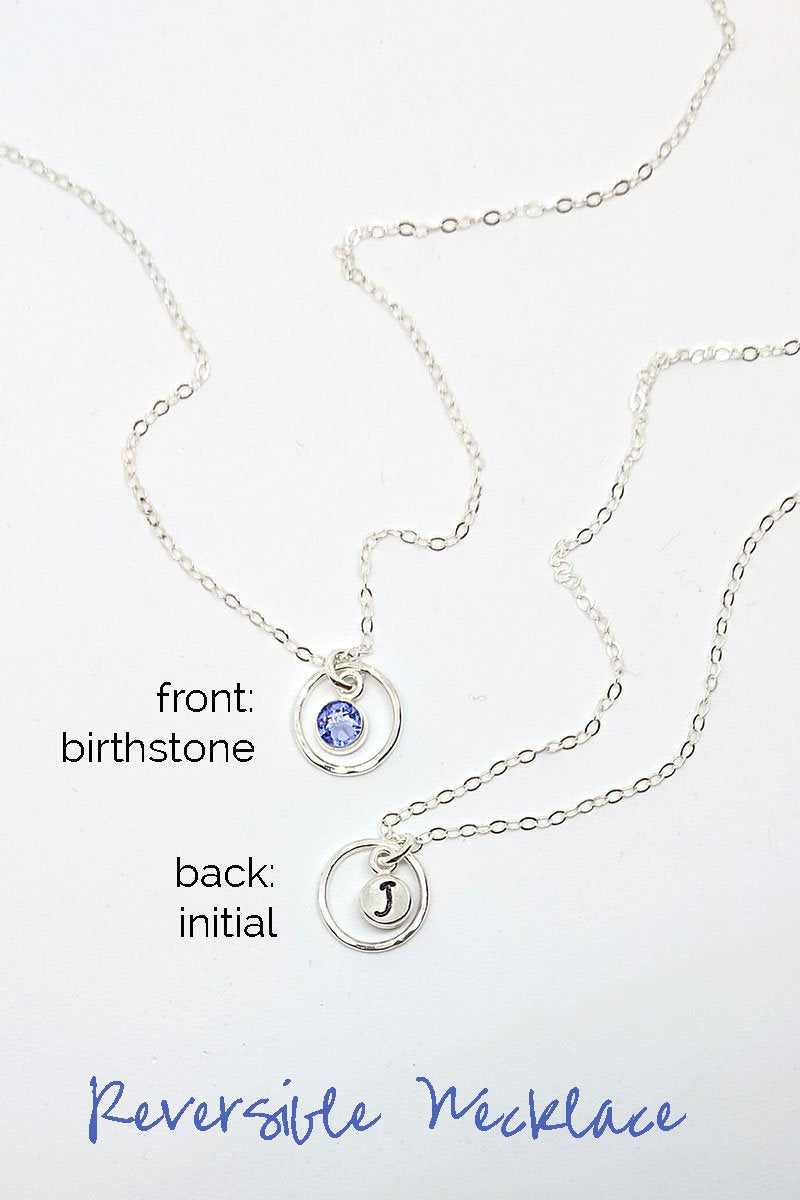 June birthstone necklace with initial & karma circle | Personalized gift  StudioVy   