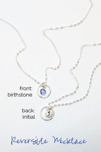 June birthstone necklace with initial & karma circle | Personalized gift  StudioVy   