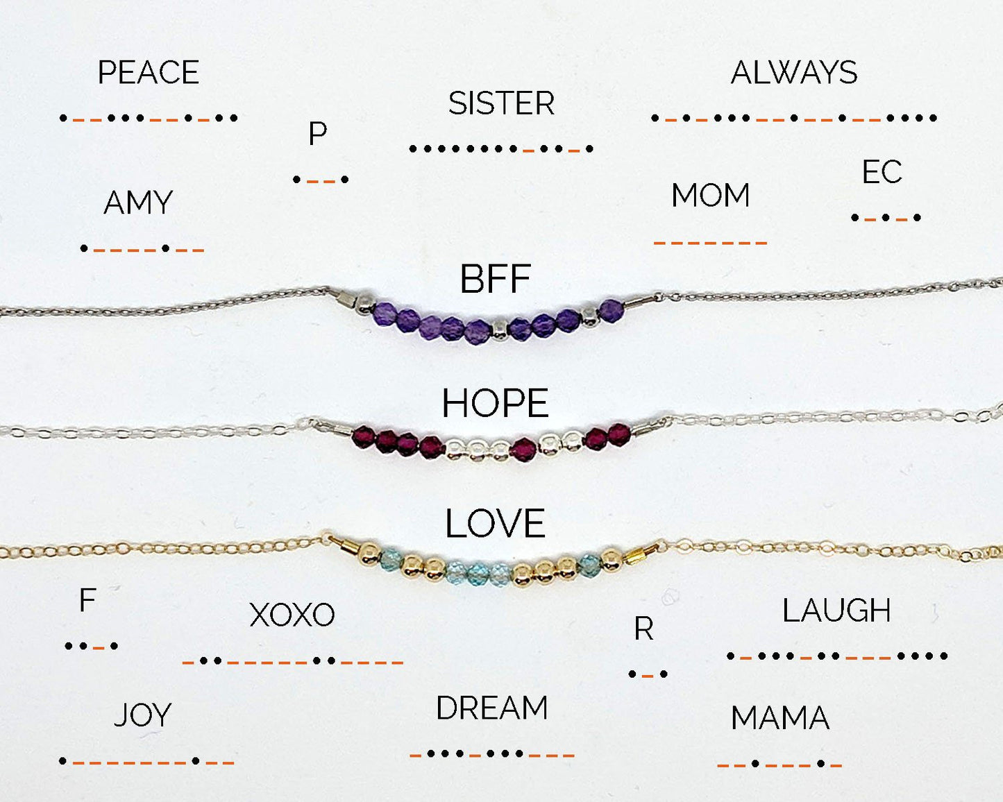 Custom Morse code bracelet | Real gemstone birthstone bracelet Gold/Silver  StudioVy   