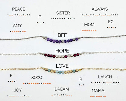 Custom Morse code bracelet | Real gemstone birthstone bracelet Gold/Silver  StudioVy   