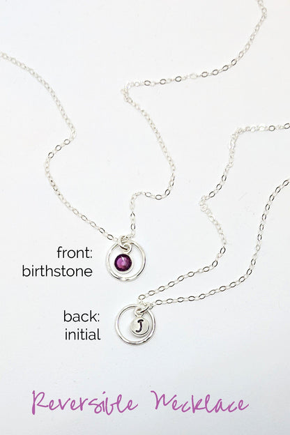 February birthstone necklace Initial necklace in silver, Swarovski amethyst  StudioVy   