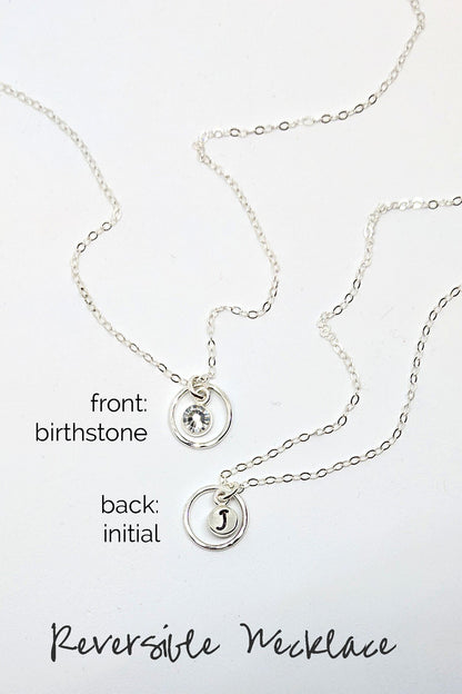 Memorial necklace with birthstone, initial & circle necklace | Swarovski  StudioVy   