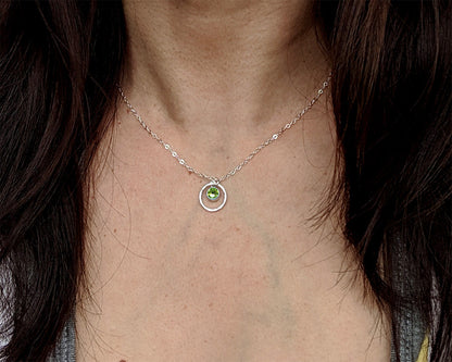 March birthstone necklace with initial & karma circle, Swarovski aquamarine  StudioVy   